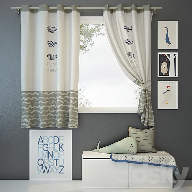 Curtain and decor 1 3DModel