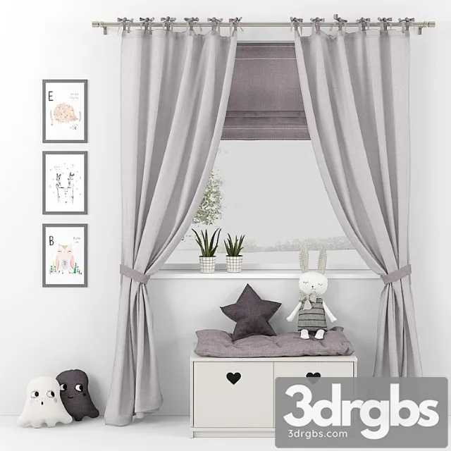 Curtain And Decor 12 3D Model Free