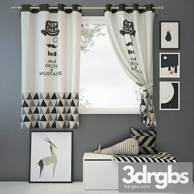 Curtain And Decor 2 3D Model Free