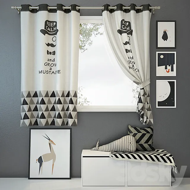 Curtain and decor 2 3DModel