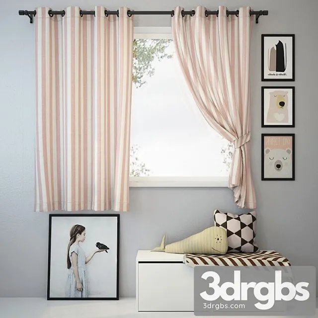 Curtain And Decor 3 3D Model Free
