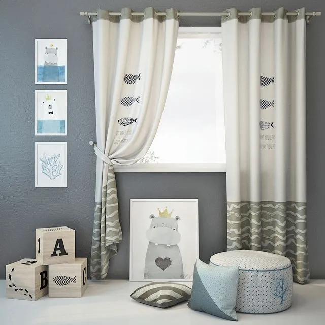 Curtain and decor 5 3D Model
