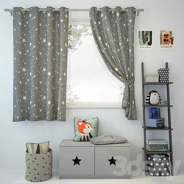 Curtain and decor 8 3D Model
