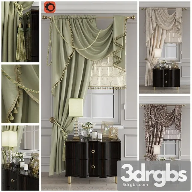Curtain Classic 1 Crown 1 3D Model Free