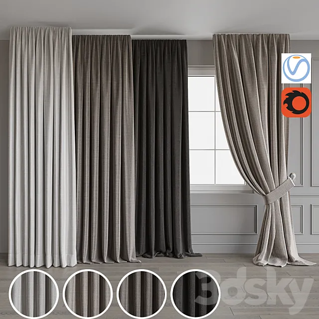 Curtain set 80 3DModel