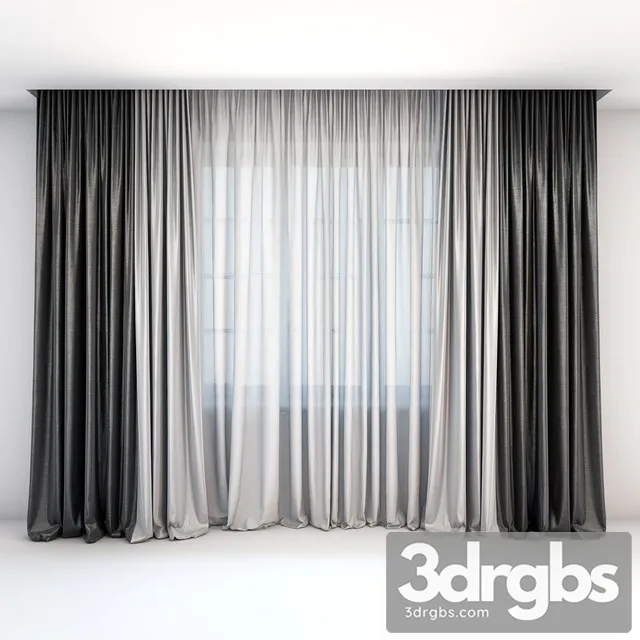 Curtain Simple Black White 3D Model Free