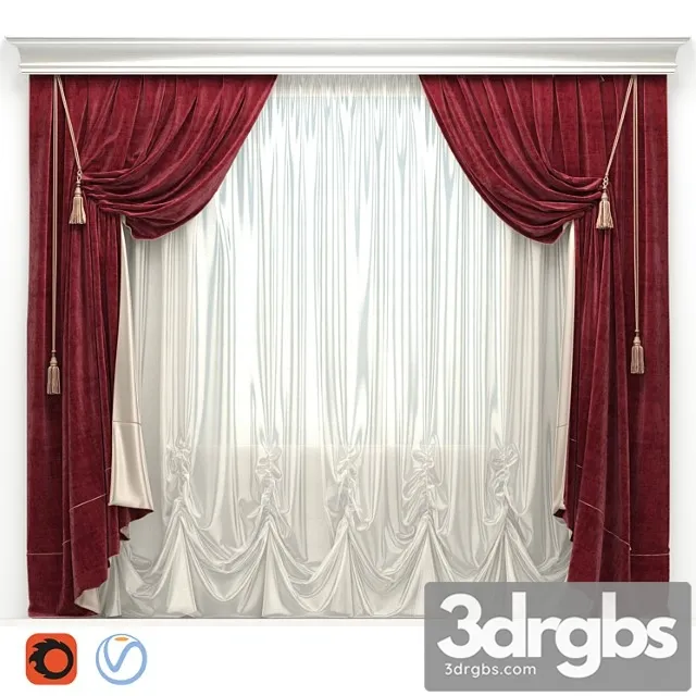 Curtain Velvet With Tassels 01 3D Model Free
