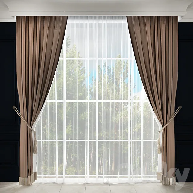 Curtain with fringes and pickup 3DModel