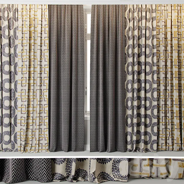Curtain with window – 8 BLACKOUT CURTAINS 3DModel