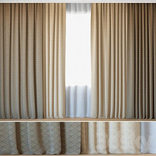 Curtains 100 | Curtains with Tulle | Fabricut | Vicenza 3D Model