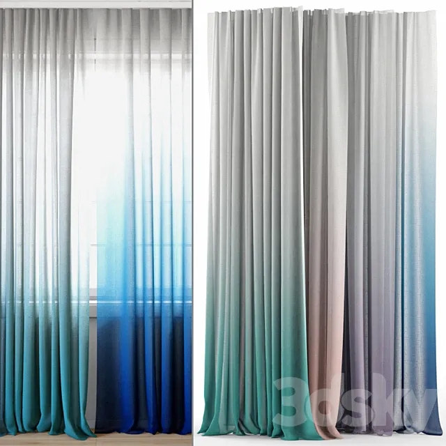 Curtains 129 | Pottery Barn Teen | Ombre Sheer Curtain 3DModel
