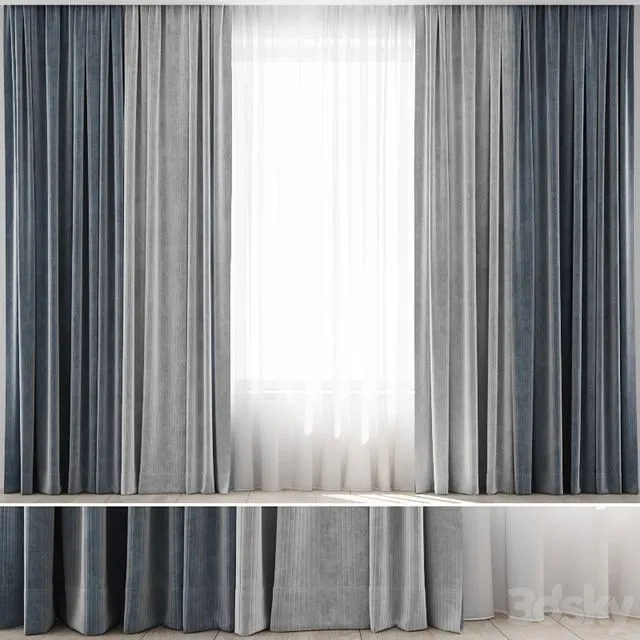 Curtains 18 (4 curtains and tulle) 3D Model