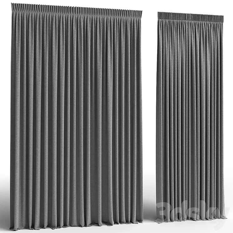 Curtains 2 positions 3D Model