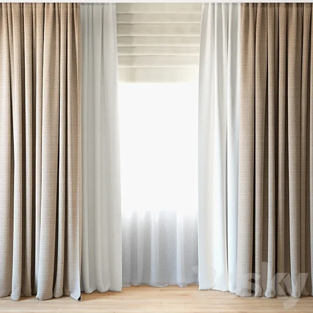 Curtains 20 | Curtains with Tulle 3DModel