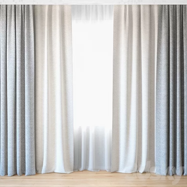 Curtains 32 | Curtains with tulle 3D Model
