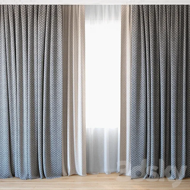 Curtains 35 | Curtains with tulle 3D Model