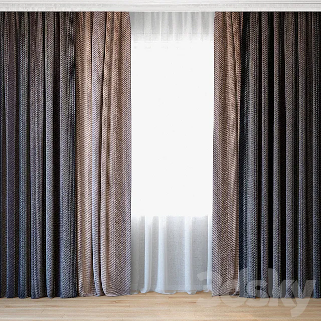 Curtains 40 | Curtains with tulle 3D Model