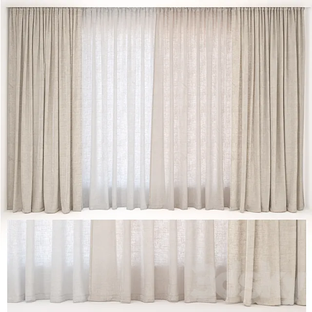 Curtains 43 Linen 3D Model