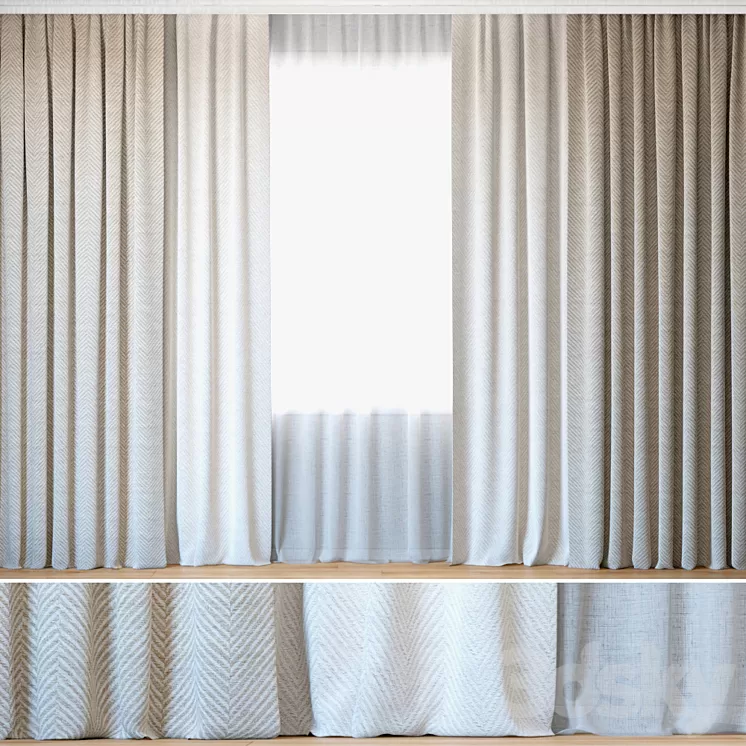 Curtains 44 | Curtains with Tulle | Rebbio Grande 3D Model