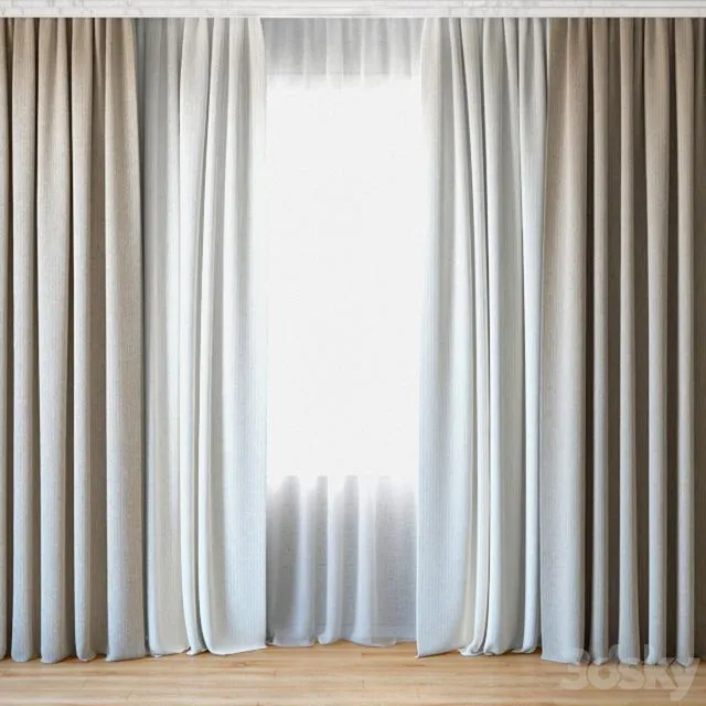 Curtains 46 Curtains with tulle 3D Model