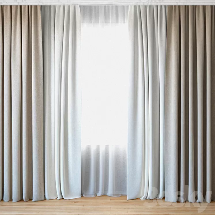 Curtains 46 | Curtains with tulle 3D Model