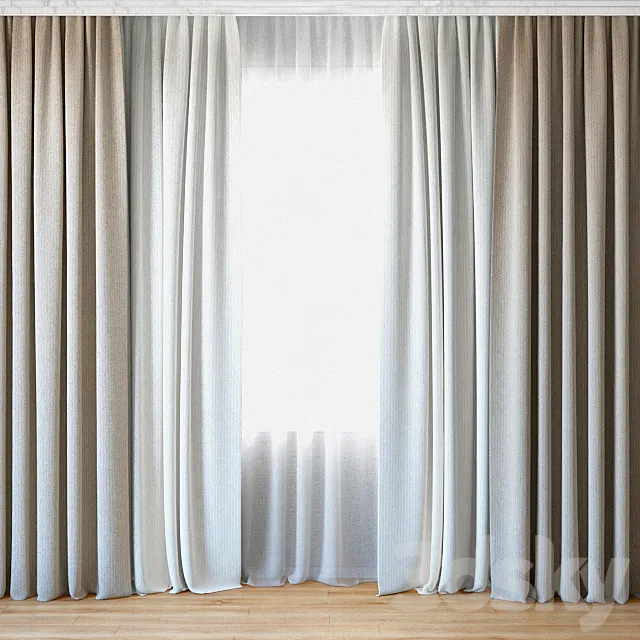 Curtains 46 | Curtains with tulle 3DModel