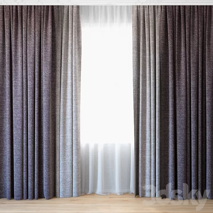 Curtains 60 | Curtains with tulle 3D Model
