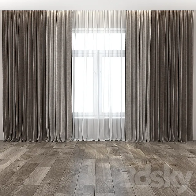 Curtains and tulle 14 3D Model