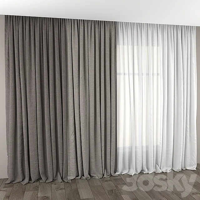 Curtains and tulle 2 3DModel