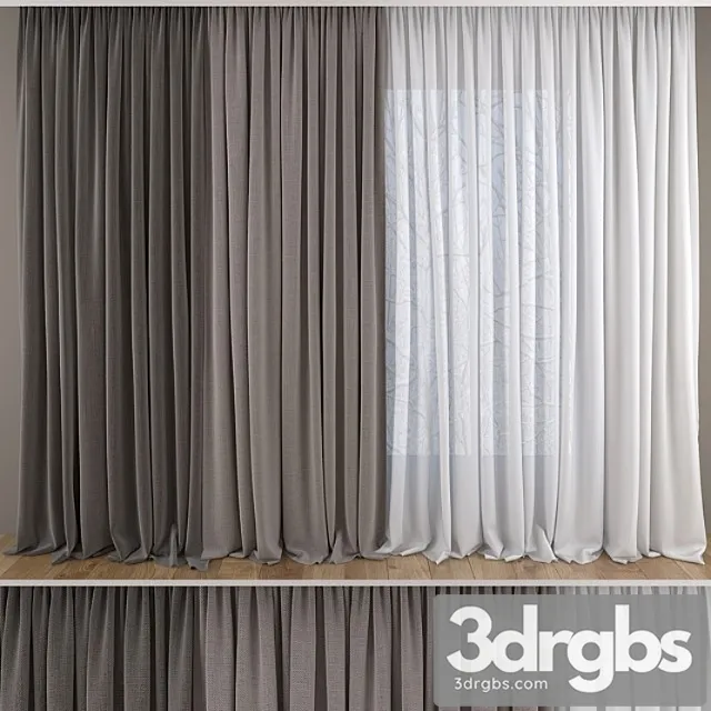 Curtains and tulle 3D Model Free