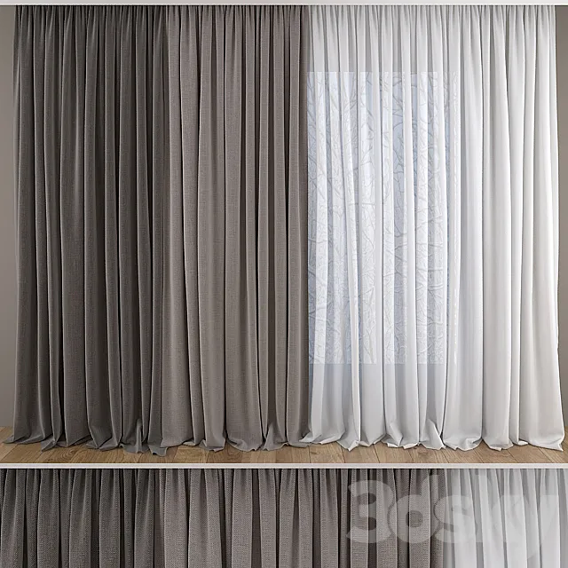 Curtains and tulle 3D Model