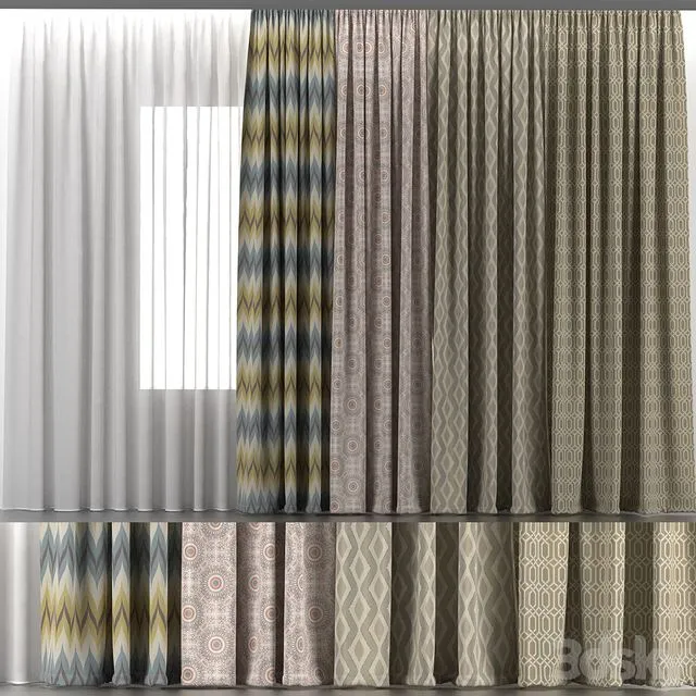 Curtains and tulle 5 3D Model