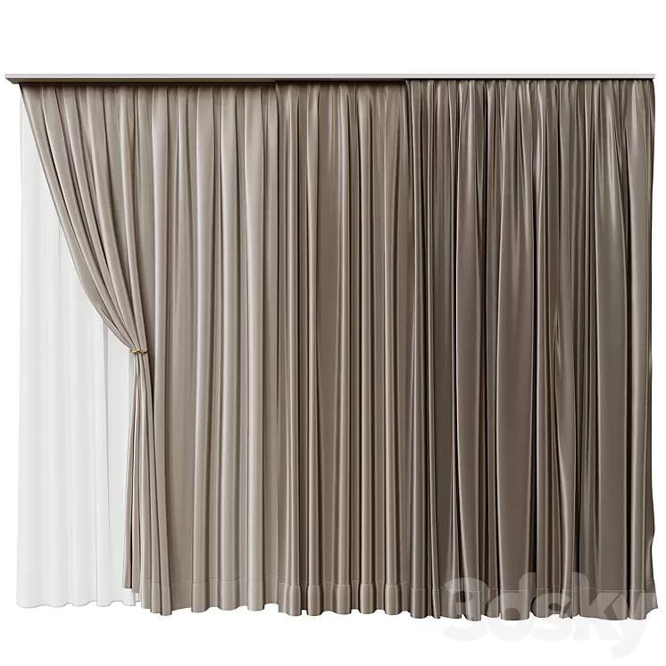 Curtains beige 3D Model