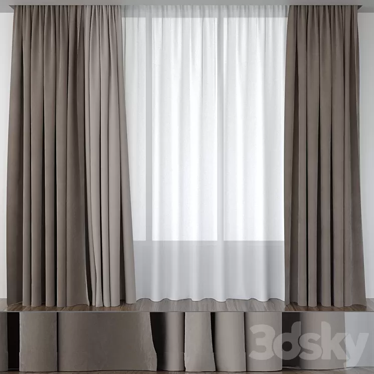 Curtains beige-brown 3D Model