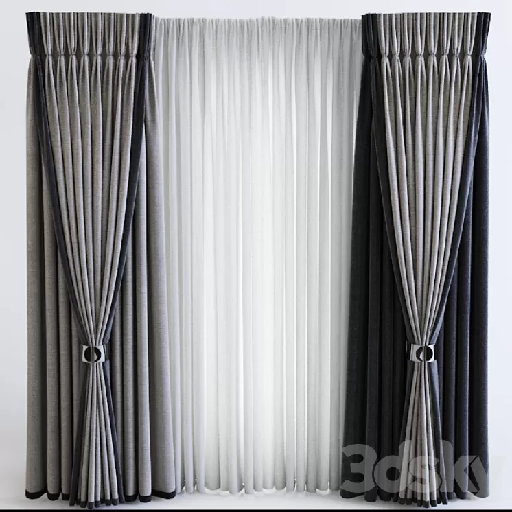 Curtains contemporary 3D Model