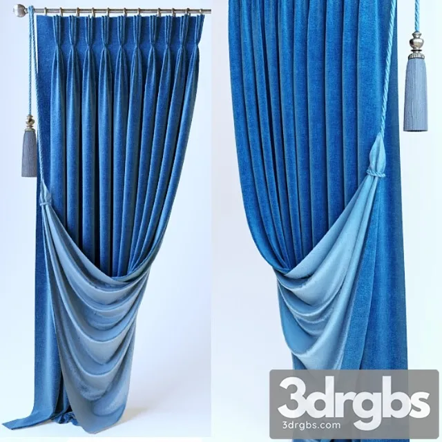Curtains. french braid 3D Model Free
