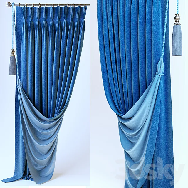 Curtains. French braid 3DModel