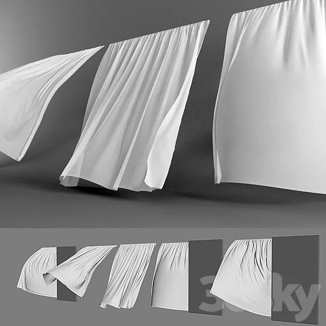 curtains in the wind 3DModel