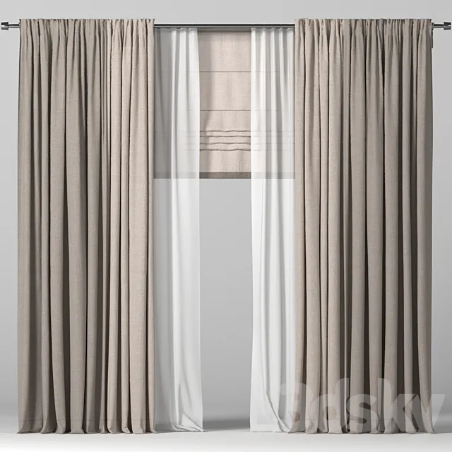 Curtains in two colors + Roman curtain Free Download
