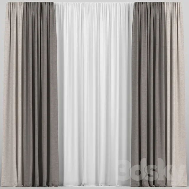 Curtains in two colors with tulle Free Download