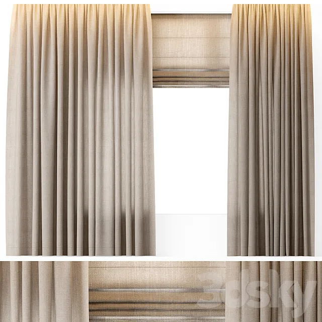CURTAINS LINEN 3D Model