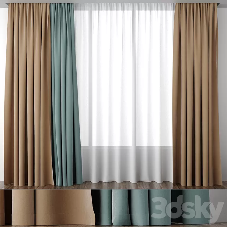 Curtains ocher and mint