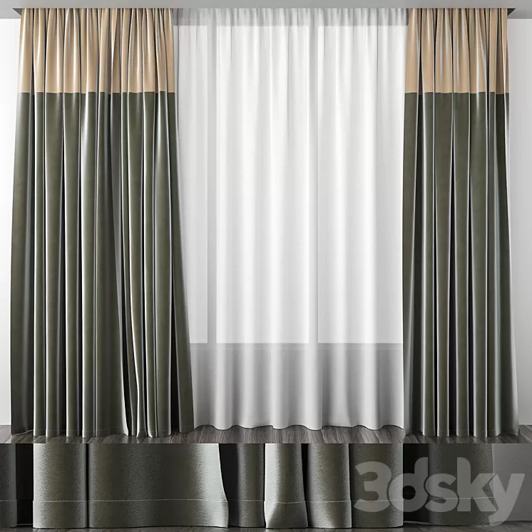 Curtains olive 50/50 3D Model