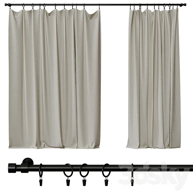 Curtains on clothespins 3DModel