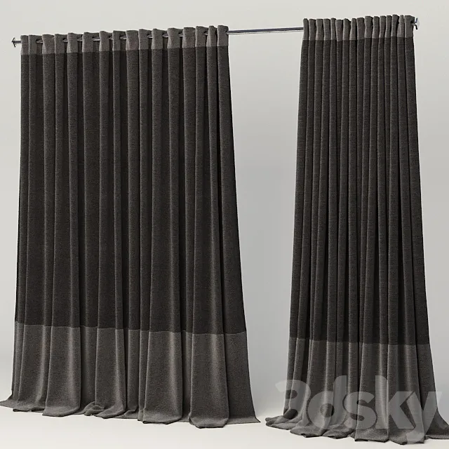 Curtains on the grommet 3D Model