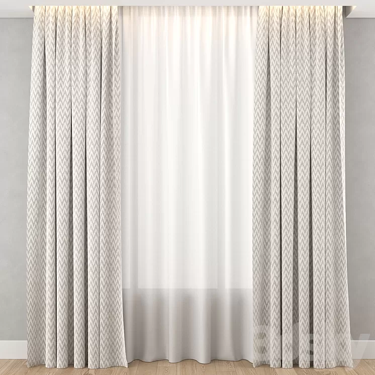 Curtains pattern 3 3D Model Free