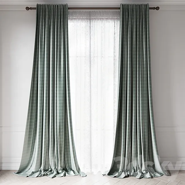 curtains RH _ THAI SILK TONAL STRIPE 3D Model
