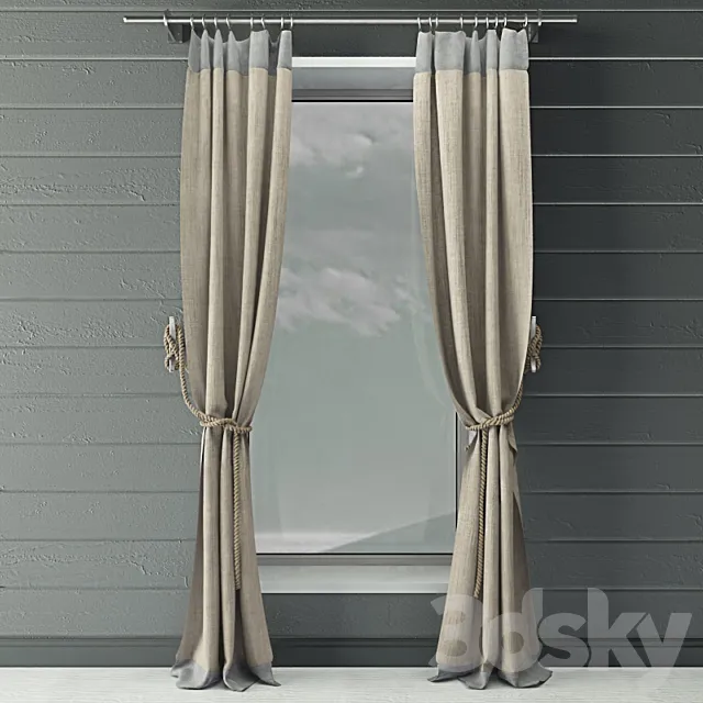 Curtains & rope & marine decor 3DModel