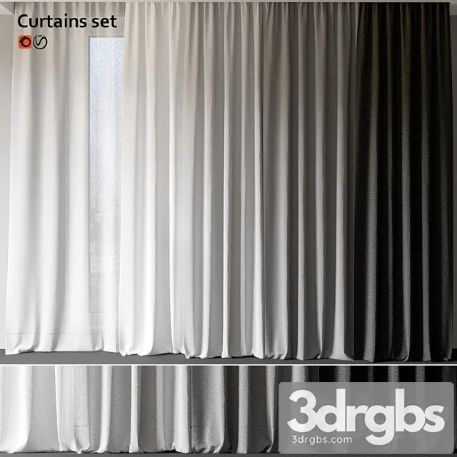 Curtains Set 3 3D Model Free