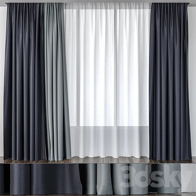 Curtains the evening sky BlackOut 3D Model
